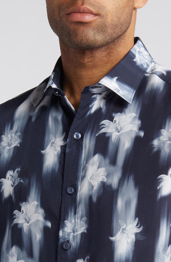 BUGATCHI BUGATCHI ORSON FLORAL SHORT SLEEVE BUTTON-UP SHIRT 