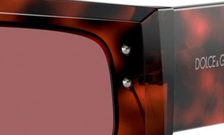 Dolce & Gabbana 57mm Rectangular Sunglasses In Havana Red