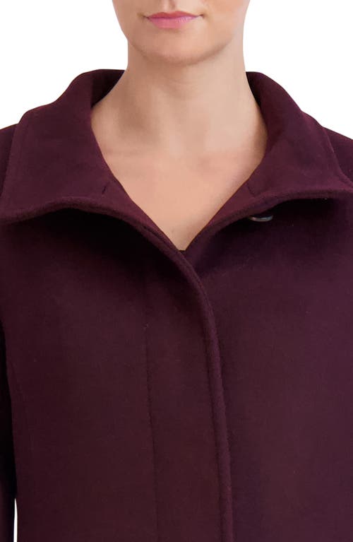 Cole Haan Signature Longline Wool Blend Coat In Bordeaux