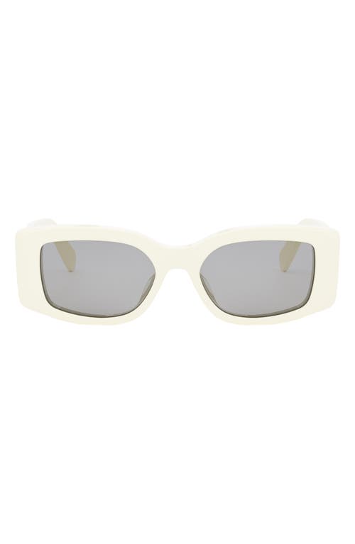 Shop Celine Triomphe 53mm Rectangular Sunglasses In Ivory/smoke