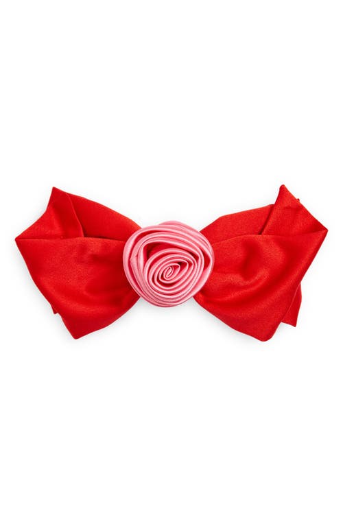 Rose Bow Barrette in Red