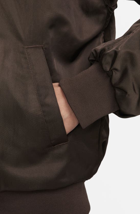 Shop Nike Sportswear Reversible Varsity Quilted Bomber Jacket In Baroque Brown/ Black/ Sail