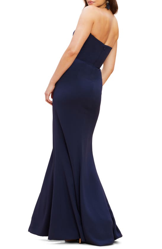 Shop Dress The Population Fernanda Strapless Evening Gown In Midnight Blue