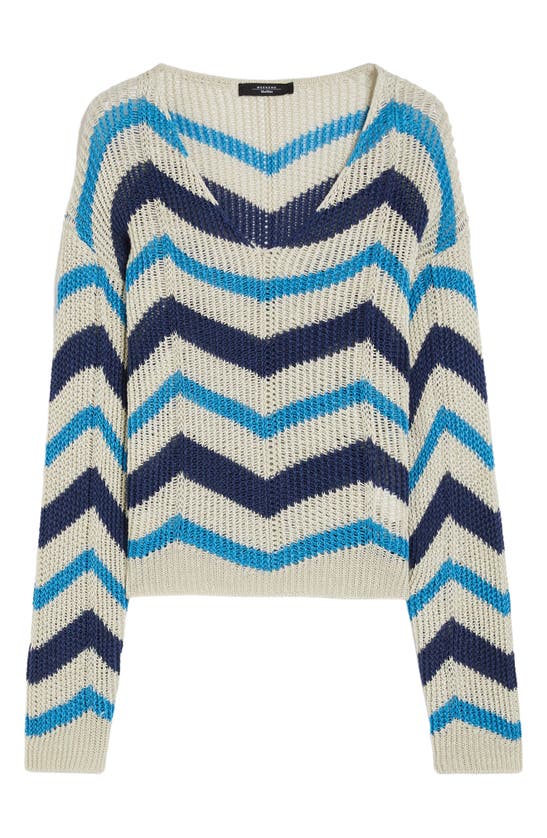 Max Mara Venusia Zigzag-intarsia Linen Jumper In Navy