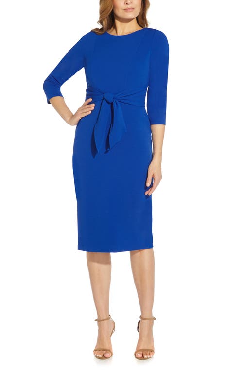 Adrianna Papell Tie Waist Crepe Dress at Nordstrom,