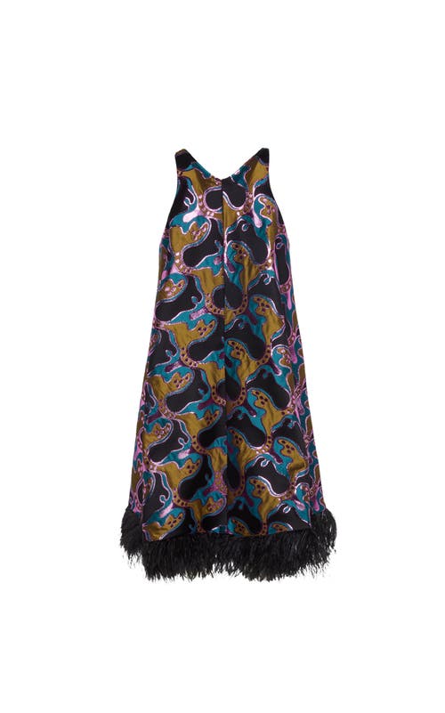 La Doublej La Fenice Mini Dress In Spritz Blue Petrol