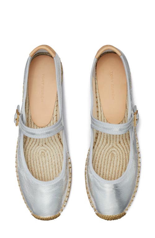 Shop Tory Burch Mary Jane Espadrille Flat In Silver/gray/naturale