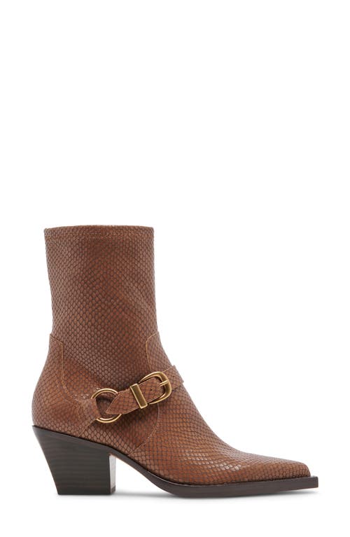 Dolce Vita Rave Pointed Toe Bootie In Saddle Embossed Leather