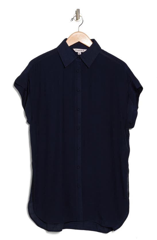 Nanette Lepore Short Sleeve Button-up Shirt In Nanette Navy