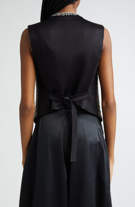 Stella Mccartney Crystal Embellished Wool Tuxedo Waistcoat In Black