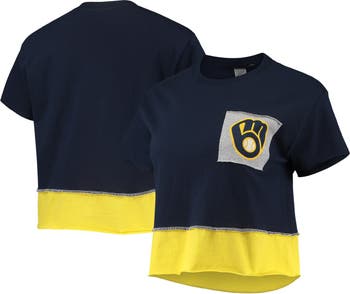 REFRIED APPAREL Women's Refried Apparel Navy Milwaukee Brewers Cropped  T-Shirt