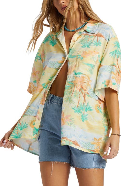 Shop Billabong On Vacation Oversize Floral Button-up Shirt In Multi