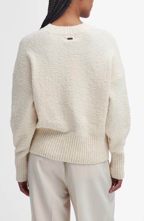 Barbour Iris Cotton Blend Bouclé Sweater In Ecru Beige