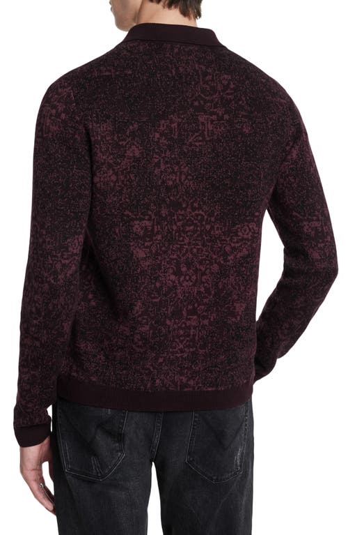 Shop John Varvatos Oliver Organic Cotton Jacquard Sweater In Dark Plum