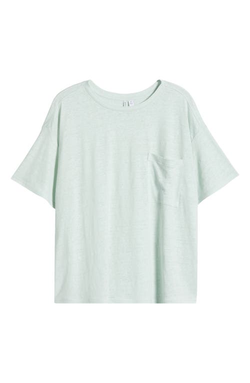 Shop Nordstrom Boxy Linen Pocket T-shirt In Teal Chalk