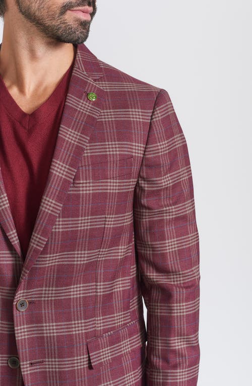 Cricketeer Plaid Print Wool Blend Sport Coat In Rust