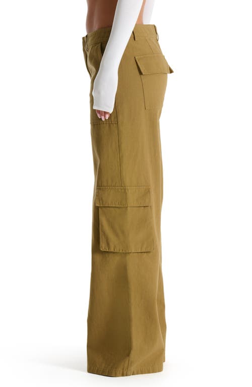 Shop Naked Wardrobe Relaxed Straight Leg Canvas Cargo Pants In Olive