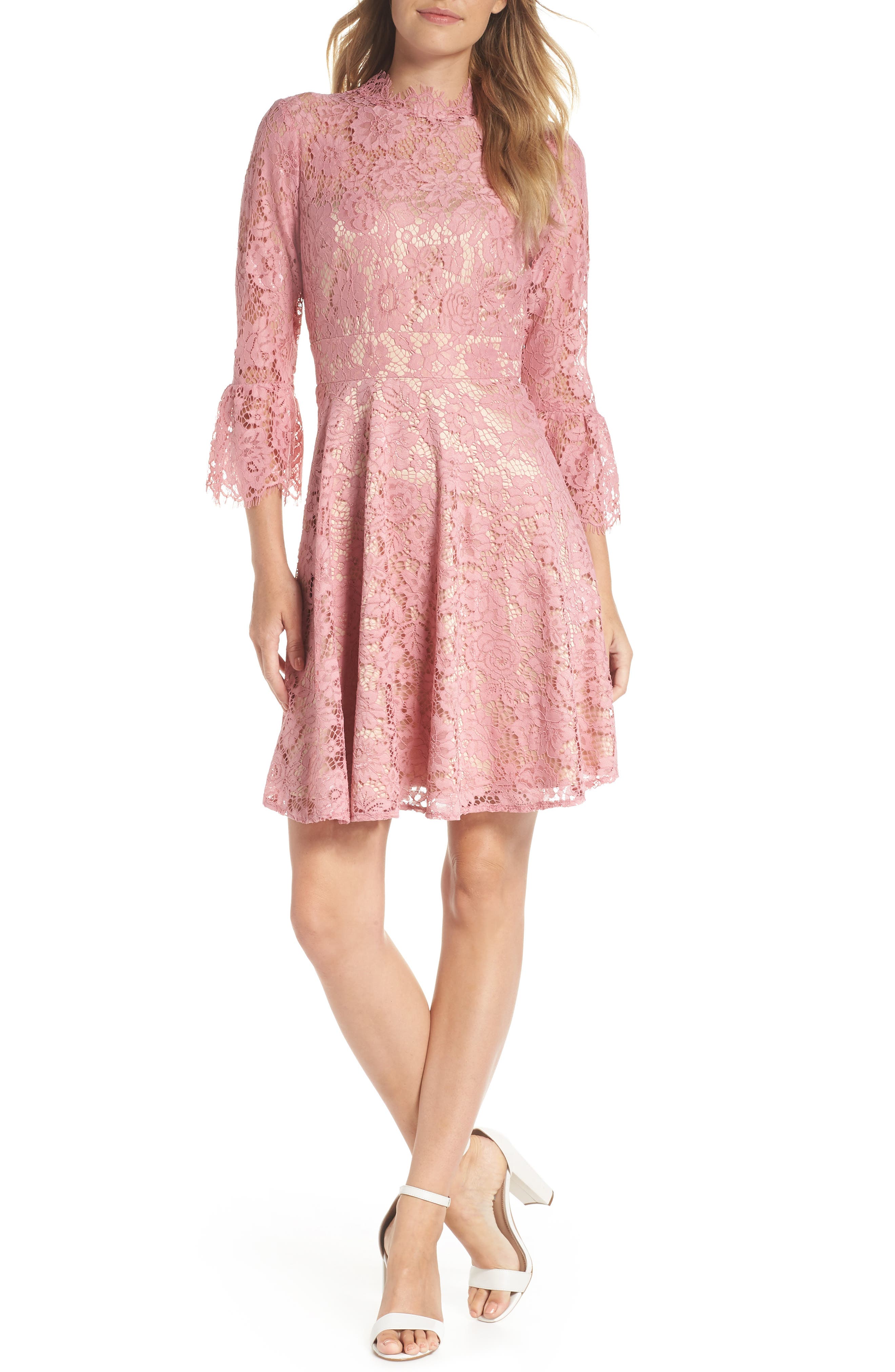 eliza j bell sleeve fit & flare dress