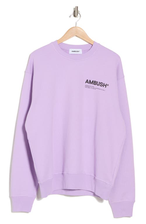 Shop Ambush Workshop Logo Cotton Fleece Graphic Sweatshirt In Lavender/black