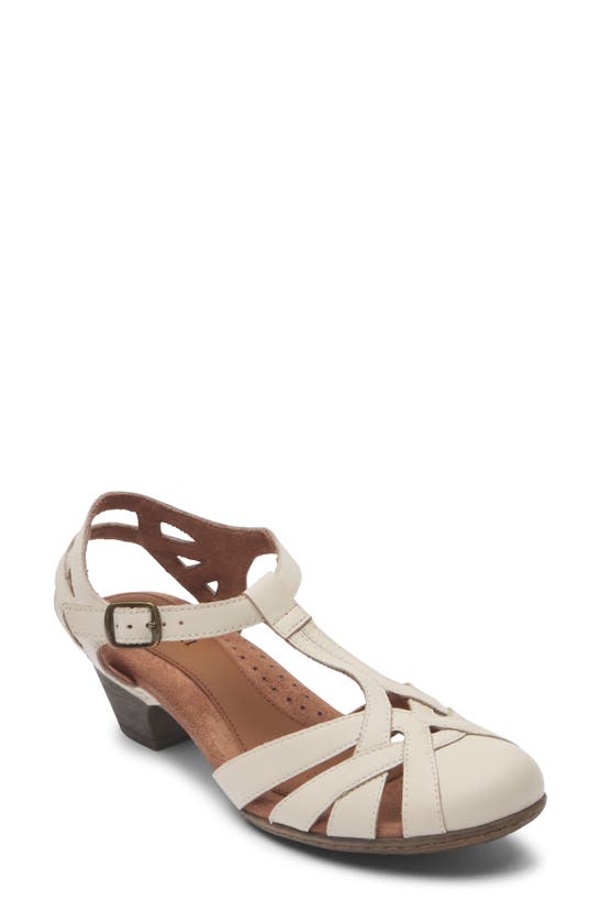 Rockport Cobb Hill Aubrey Block Heel Fisherman Sandal In Cream