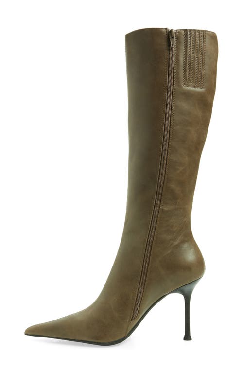 Shop Jeffrey Campbell Darling Pointed Toe Boot In Taupe Distressed