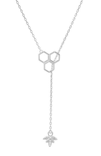 Queen Jewels Sterling Silver Honeycomb & Bee Cz Y-drop Necklace In Silver