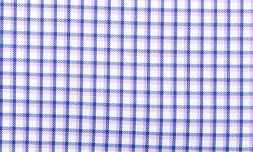 Shop Andrew Marc Kids' Skinny Fit Windowpane Check Stretch Button-up Shirt In White/purple