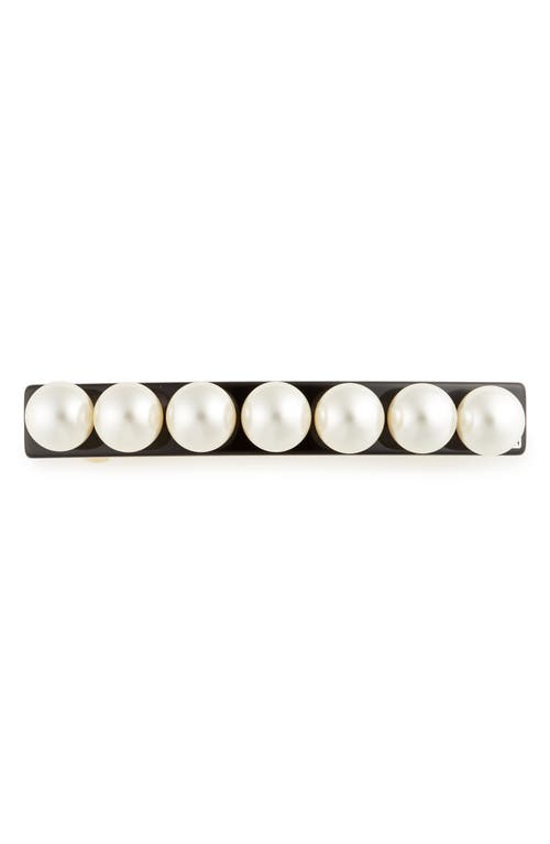 Alexandre de Paris Imitation Pearl Embellished Barrette in Black Pearl at Nordstrom