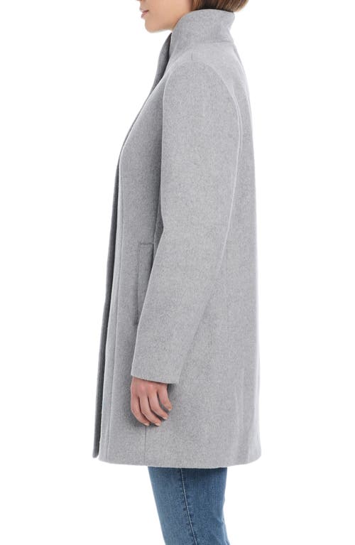 Kate Spade New York High Neck Wool Blend Coat In Heather Grey