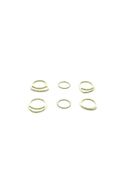 Shop Olivia Welles Take Shape Set Of 6 Rings In Gold/cream