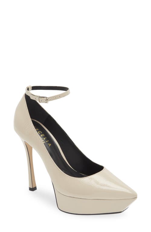 Cecelia New York Jeanne Pointed Toe Platform Pump in Off White Patent