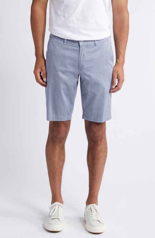 Bozen Flat Front Stretch Cotton Bermuda Shorts in Dusty Blue