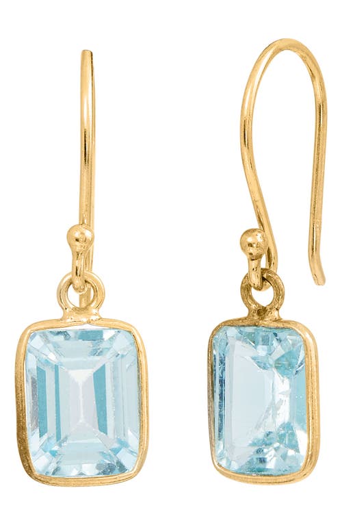 Shop Savvy Cie Jewels Blue Topaz Drop Earrings In Gold/blue