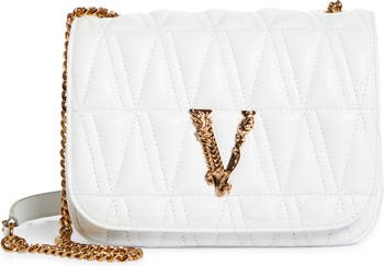 Versace Virtus Quilted Faux-Fur Shoulder Bag