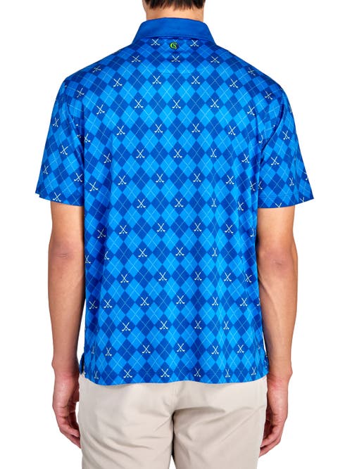 Construct Con.struct Golf Club Argyle Print Performance Golf Polo In Blue
