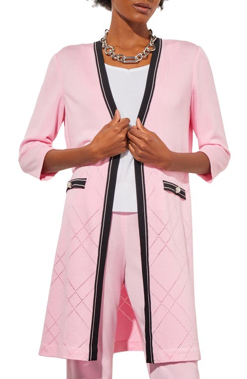 Pointelle Cardigan in Perfect Pink/Black