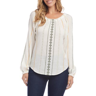 Karen Kane Embroidered Cotton Peasant Top, Ivory