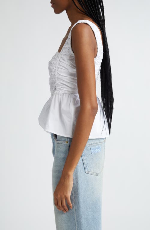 Shop Ganni Organic Cotton Poplin Sleeveless Top In Bright White