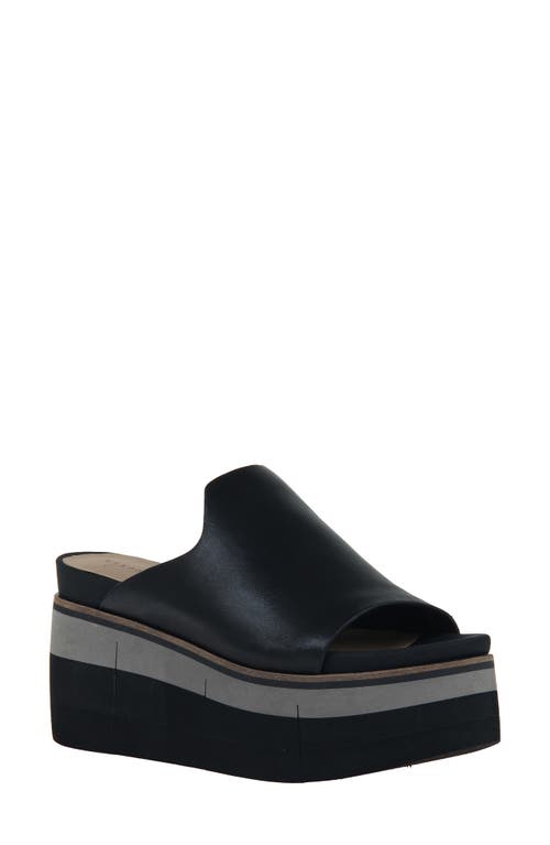 Flow Wedge Slide Sandal in Black Leather
