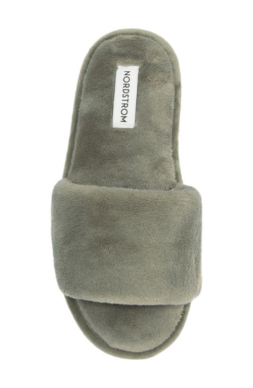 Shop Nordstrom Plush Faux Fur Slipper In Green Halo