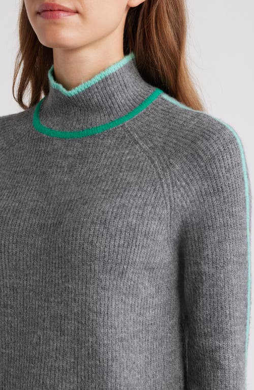 Shop Hatley Contrast Trim Mock Neck Sweater In Grey