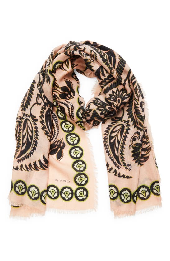 Shop Etro Paisley Print Wool, Cashmere & Silk Scarf In Pink
