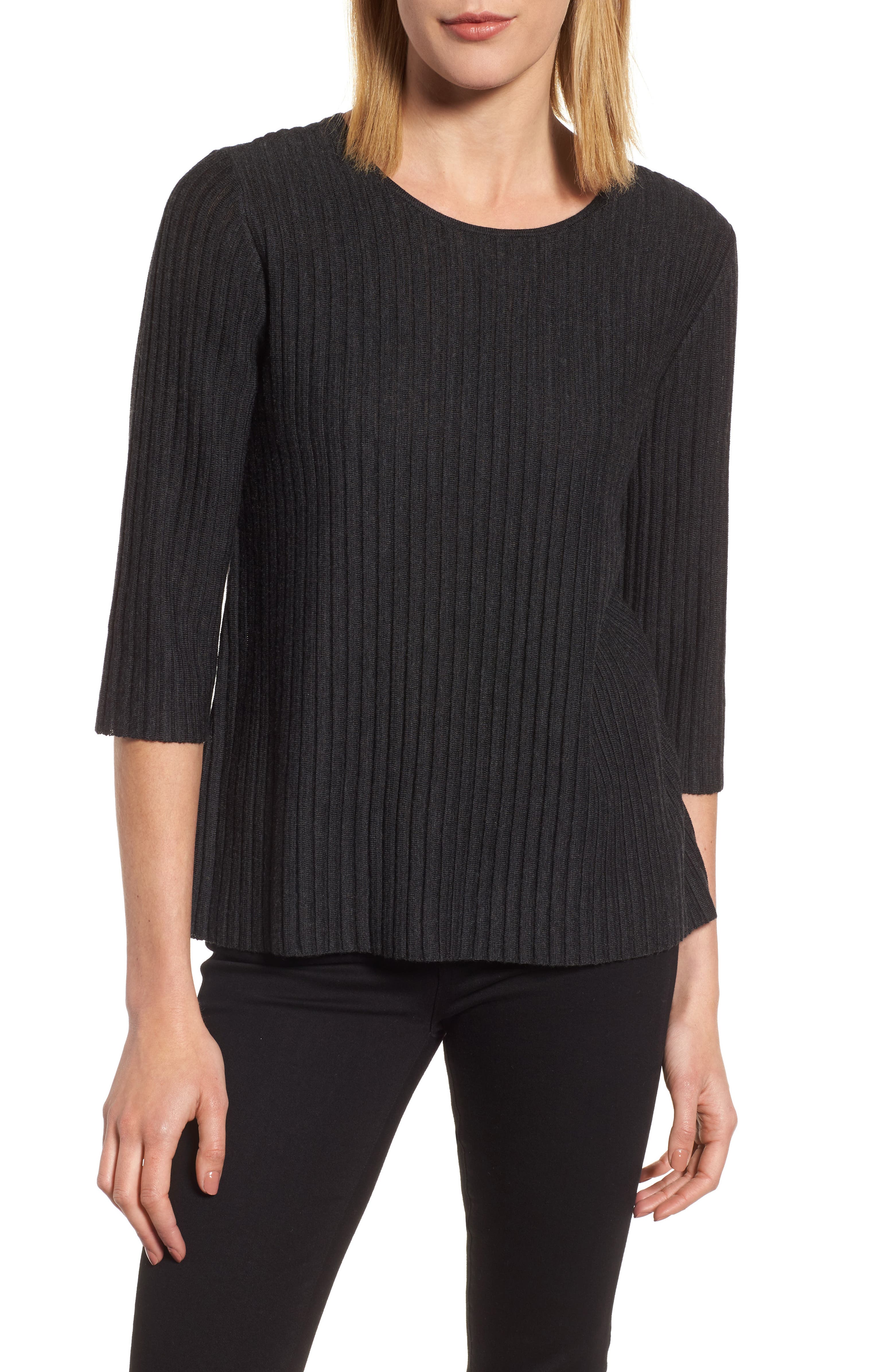 Eileen Fisher Ribbed Merino Wool Sweater (Regular & Petite) | Nordstrom