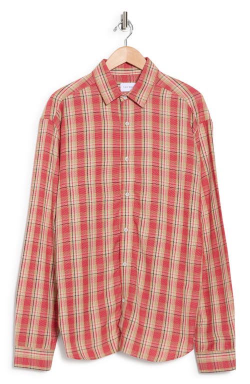 Shop Topman Relaxed Fit Plaid Button-up Shirt In Pink