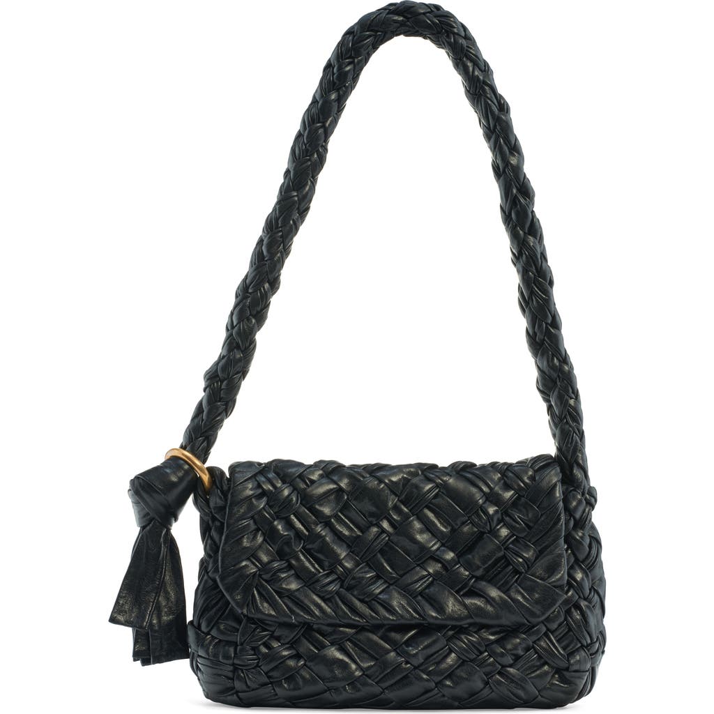 Bottega Veneta Kalimero Intrecciato Leather Shoulder Bag In Black