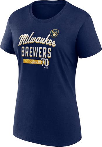 Women's Fanatics Branded Navy Milwaukee Brewers Logo Fitted T-Shirt