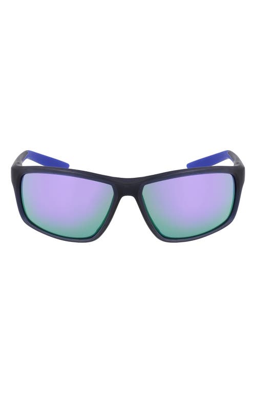 Shop Nike Adrenaline 64mm Rectangular Sunglasses In Matte Obsidian/violet Mirror