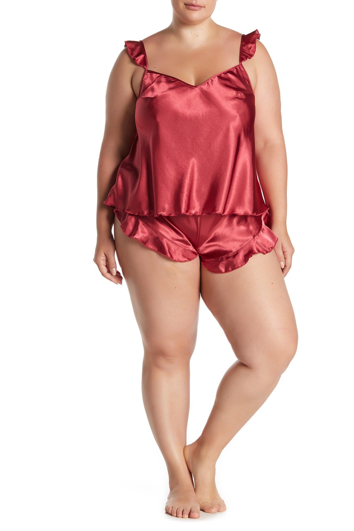 satin cami and short set plus size