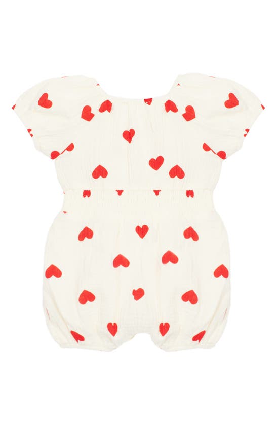 Mabel + Honey Babies' Sweet Hearts Cotton Romper In White
