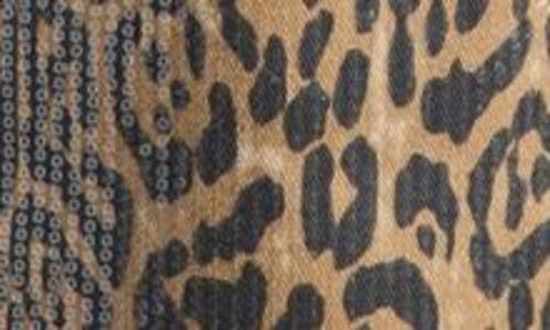 Endless Rose Leopard Sequin Wide Leg Jeans In Leopard